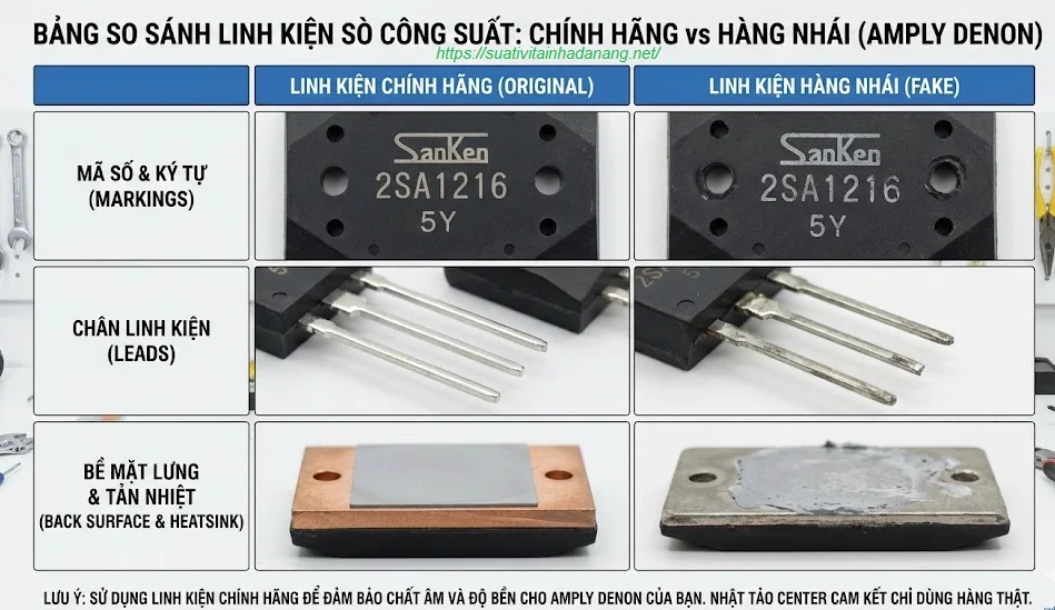 so sánh bảng linh kiện sò hãng và hàng fake