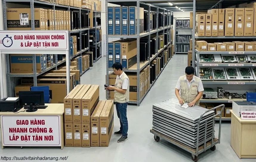 kho linh kiện màn hình chính hãng đa dạng các thương hiệu tại Nhật Tảo Center, sẵn sàng phục vụ khách hàng nhanh chóng