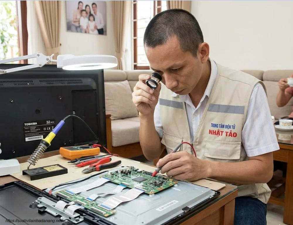 nhân viên kĩ thuật sửa tivi tại nhà