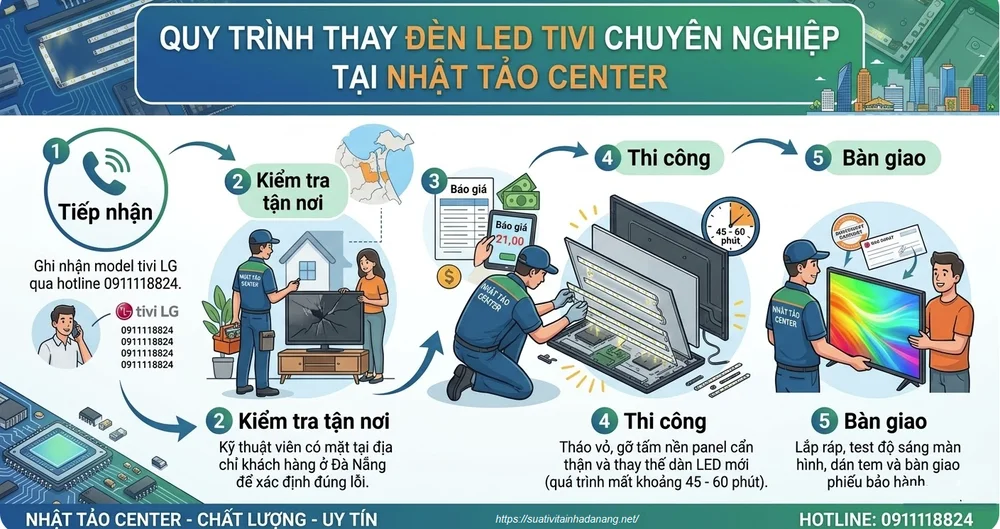 quy trình thay đèn led tại nhật tảo