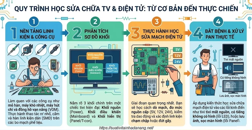 Lộ trình học sửa chữa tivi thực chiến (Từ cơ bản đến nâng cao)