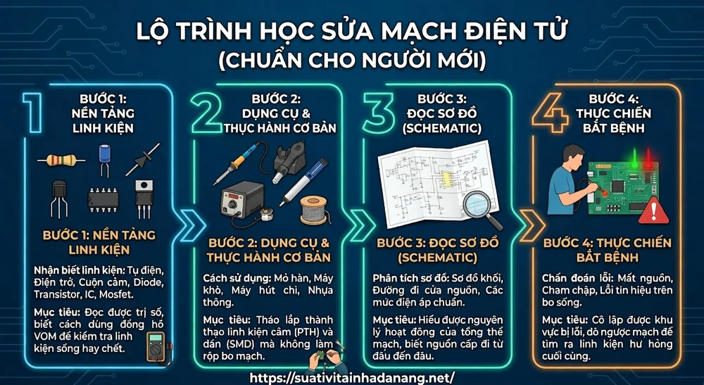 Lộ trình học sửa mạch điện tử chuẩn cho người mới bắt đầu