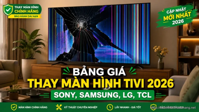 Màn hình tivi bị vỡ sọc dọc cần thay thế trong phòng khách gia đình