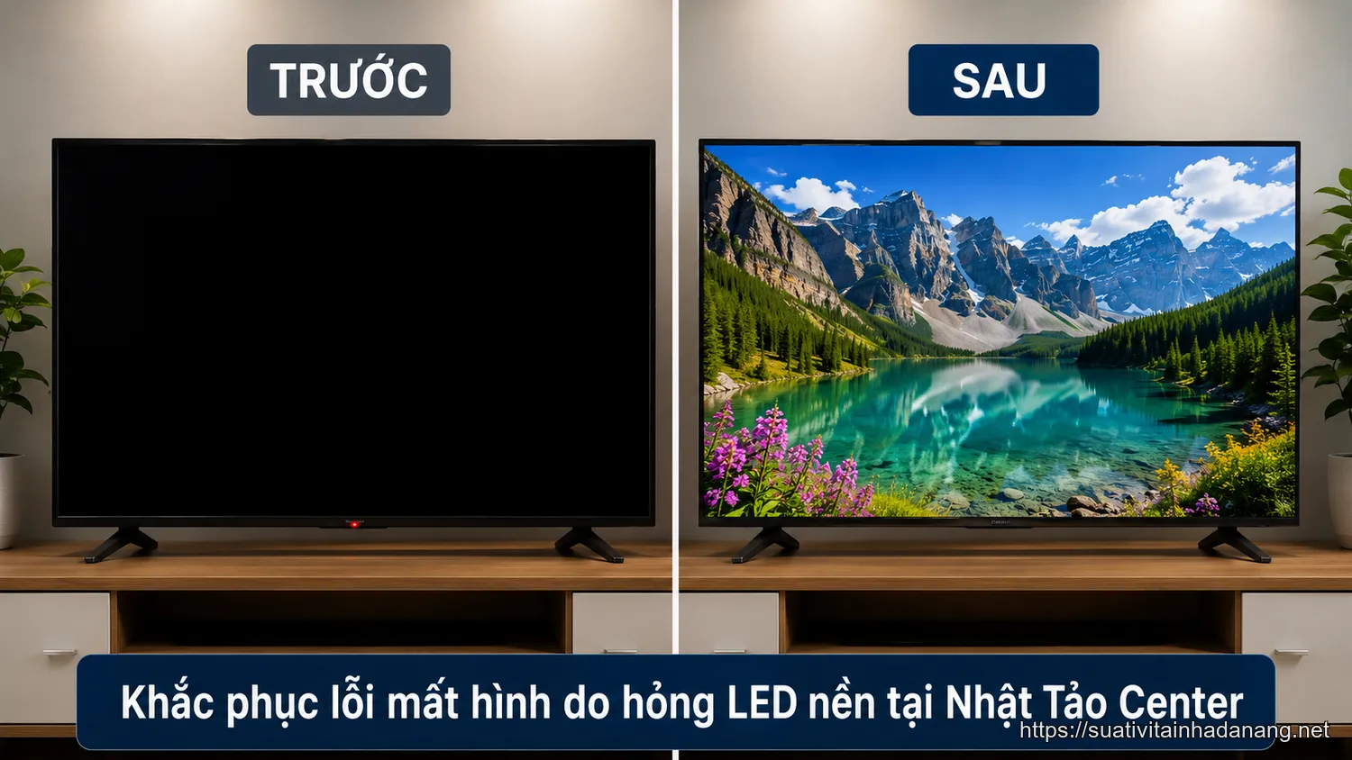 So sánh trước và sau khi sửa tivi lỗi mất hình do hỏng LED nền