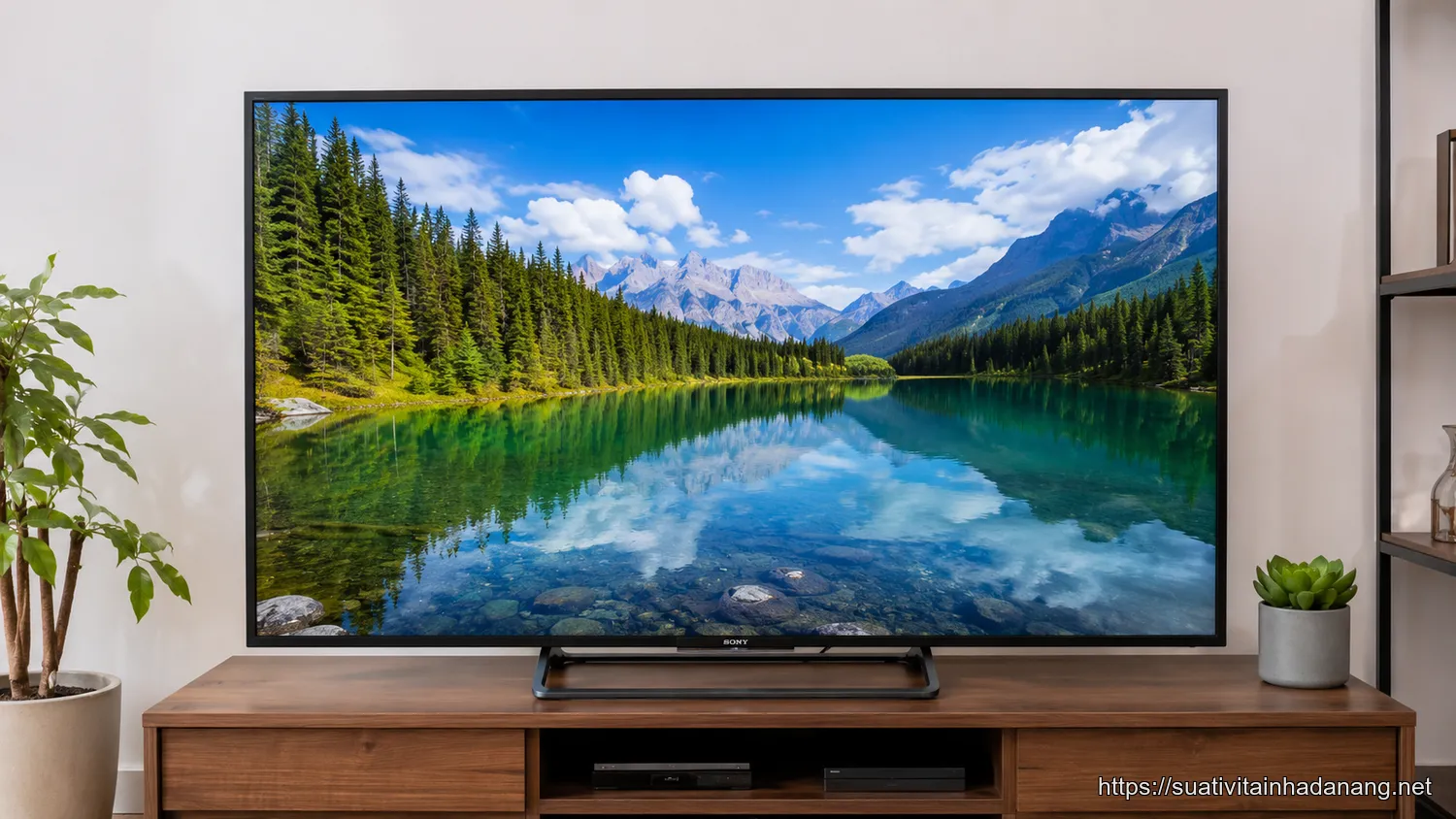 Tivi Sony cũ 4K màn hình sáng đẹp đang hoạt động tại cửa hàng Nhật Tảo Center Đà Nẵng