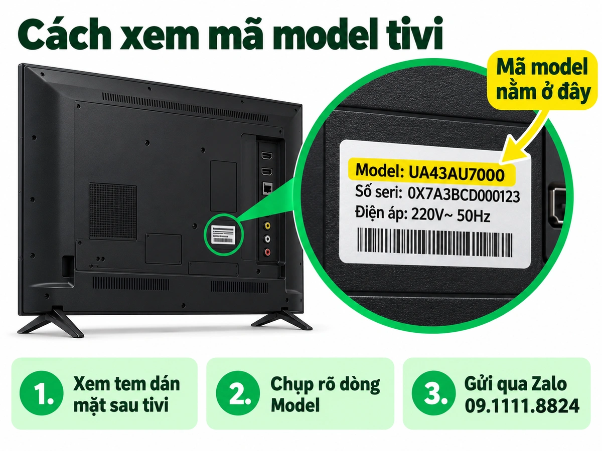 Trang chủ 2 Cách xem mã model tivi trên tem dán mặt sau để báo giá sửa tivi