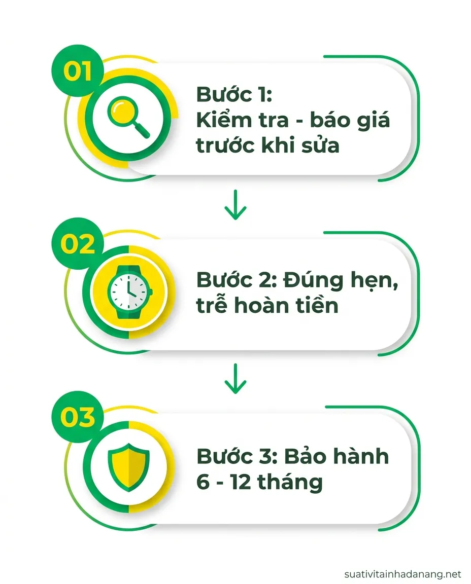 Sửa Tivi Tại Hòa Khánh Đà Nẵng: Thợ Đến Nhà Sau 15 Phút, Báo Giá Trước 2 Sơ đồ quy trình sửa tivi tại nhà Hòa Khánh 3 bước của Nhật Tảo Center