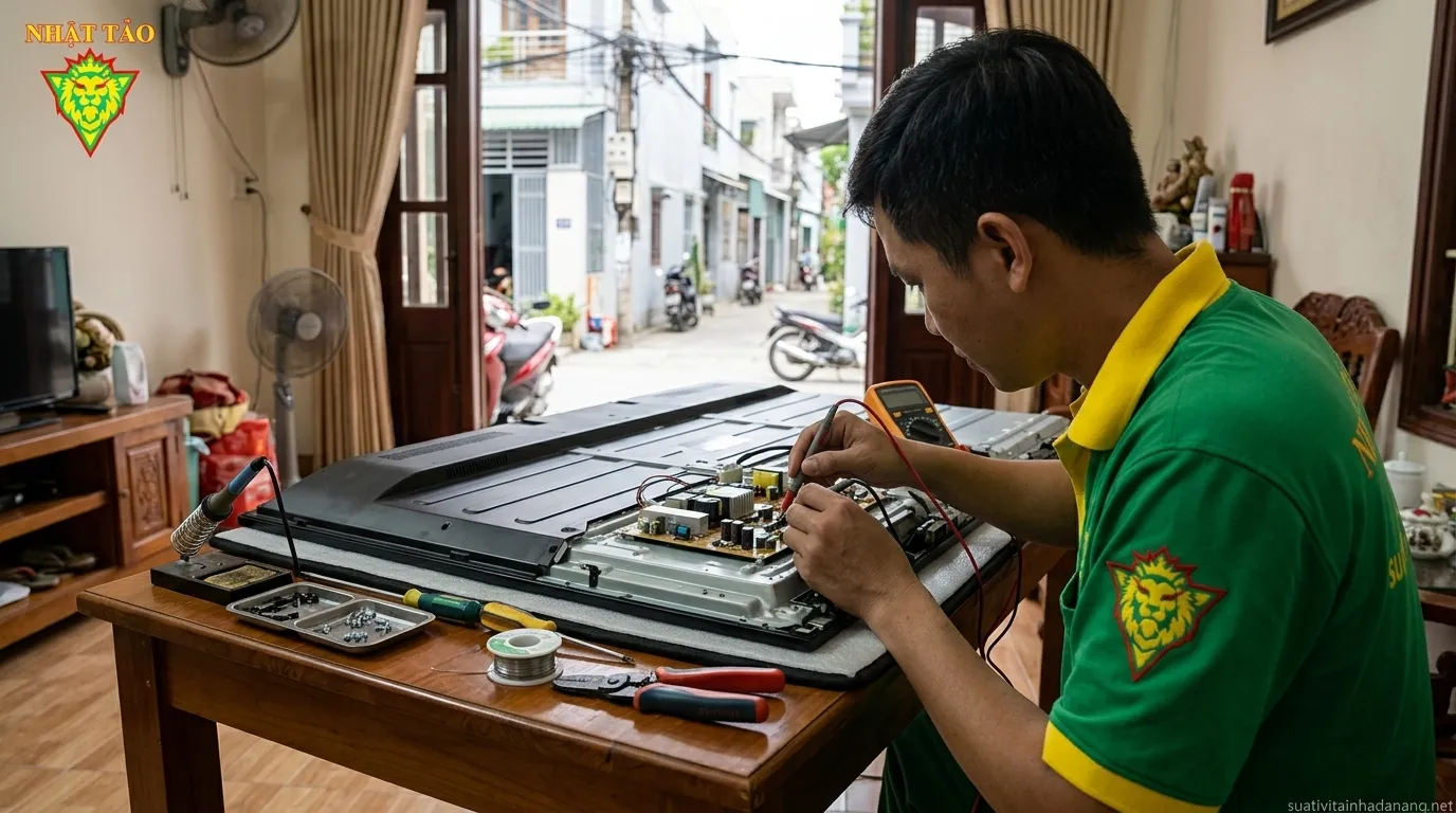 Thợ sửa bo nguồn tivi tại nhà khách hàng ở quận Thanh Khê